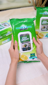 (HÀNG CÔNG TY) Khăn ướt lau bếp Ecowipes cao cấp 42 tờ làm sạch vết bẩn nhanh chóng hương chanh khử mùi hiệu quả