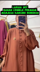 Setelan Wanita Crinkle Premium Terbaru / Oneset Larisa Model Kekinian /Set Long Crincle