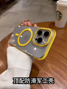 🔥ถุงลมนิรภัยเกราะป้องกันการลื่นไถลโปร่งใสสำหรับ วงเล็บแม่เหล็กสำหรับ For iPhone เคส iphone 15 เคสไอโฟน11 12 13 14 Pro Max #15