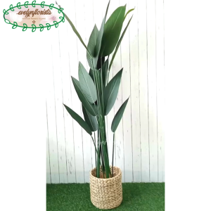 Pohon Artificial Pohon Hias Daun Pisang Heliconia T150 Latex Pot Dasar Hitam Cover Eceng Gondok Hiasan Sudut Ruang