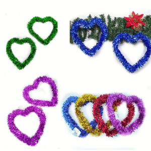 Christmas Hanging Heart Shaped Tinsel Plastic Garland for Christmas Decor Indoor/Outdoor Decorations (23429)