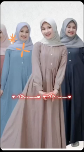 Gamis Remaja Bahan Crinkle Airflow Alika Dress Baju Kekinian Anak Tanggung Terbaru 2024