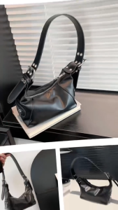 Qv SHOP ￼กระเป๋าสะพายไหล่ หนัง PU หนังนิ่ม แฟชั่น วินเทจ