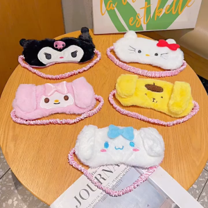 Lovely Sanrio Eye Mask Sleeping Girl Cartoon Anime Cinnamoroll Plush Cute Hello Kitty Eye Mask Girls Birthday Gift Sanrio Kuromi Cinnamoroll Plush Eye Mask For Sleep Cute Comfortable Breathable Ice Eye Mask For Kids eye protection Eye Cover Gift Travel