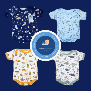 Jumper Bayi Katun Newborn Doubleknit Motif Earth Tone FIYELI 3 in 1