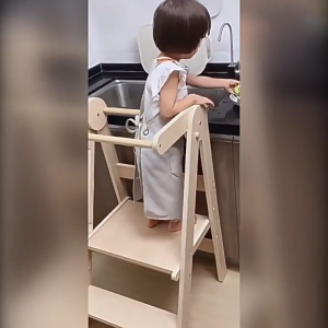 SG-Stock Toddler Learning Tower Montessori Childrens Learning Tower Kitchen Aid Kids Toddler Step Stool 3 Height Adjustable