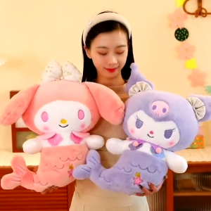 48cm New Sanrio Kuromi Stuffed Hello Kitty Melody Cartoon Mermaid Plush Dolls Lovely Soft Pillow Toy Room Decorate Kids