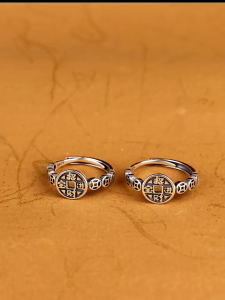 silver original italy 925 amulet money catcher charm Copper coin business prosperity wealth lucky promise rings for women and men gift hypoallergenic non tarnish free gift
