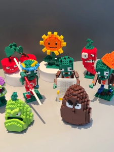 HAHA TOY Plants vs. Zombies Seri Mainan Balok Nano Block Puzzle Susun Bangunan Penembak Kacang Mainan