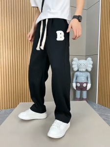 ชุดของ ผ้าขนหนูปักกางเกงผู้ชายฤดูใบไม้ผลิถนนอเมริกันในแนวโน้มหลวมตรงกางเกงลำลองกางเกงถูพื้นทุกแมตช์