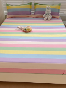 Fully garterized 3in1 bedsheet new arrived cotton Single / Double size Bedsheet set with 2 pcs Pillow case