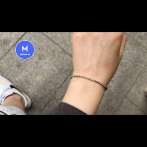 Square Pearl Silver Stainless Steel Chain Bracelet Men Women Bangle Anti Karat Gelang Tangan Lelaki Wanita 不锈钢 方珍珠 手链