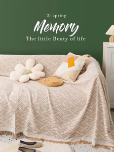 Non-Slip Sofa Blanket Soft Couch Cover Versatile Breathable Cloth Washable Multipurpose Bedroom/Furniture Cover Stylish Blanket Sofa Cover with Tassels Lightweight Warm Cozy Blanket for Sofa Camping 1/2/3/4 Seater