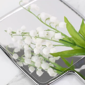 1PC ชุบจับกระจกแต่งหน้า HD ความงามแบบพกพารอบมือสี่เหลี่ยมกระจกแต่งหน้าขนาดเล็ก