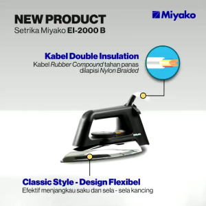 Miyako EI2000B Setrika Listrik Murah Anti Lengket Non Stick 395W ORIGINAL SNI