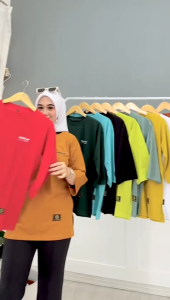 Baju Kaos Oversize Hijab Lengan 7/8 Jumbo // Kaos Oversize Wanita Kain Katun Combed 24S Knito Premium Nyaman Dicuci