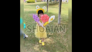SHUAIAN Balon Foil Pentungan Motif Bunga Daisy Balon Foil Tongkat Bunga Matahari