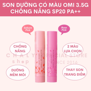 Son dưỡng môi chống nắng có màu Omi (Rose / Sakura) không chì lành tính 3.5g Nhật