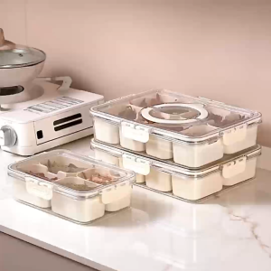 Snack Tray Pots Spice Sealed Box Compartment Portable Kitchen Organizer Condiments Seasoning Storage AT