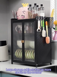 KEVE 2/3Layers Carbon Steel Dish Rack Organizer Cabinet Plates Organizer Storage Kitchen Storage Cabinet