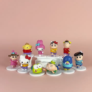 Action Figure CRAYON SHINCHAN x SANRIO set - Miniatur Topper Kue Pajangan Mainan Sinchan Hello Kitty