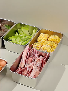 DECCO 304 Thickened Stainless Steel Small/Big Multifunctional Plate Crisper Box Storage Box with Lid- Fulfilled by DECCO SHOP