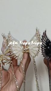 JE.ID Jepit Rambut Korea Jedai Kupu Rumbai Mutiata Rantai Bahan Besi Kupu Kupu Kristal Estetik Jedai Rambut Poni Fashion Wanita Butterfly Jumbo Model Glossyy Crystal Rambut Korea Jedai Sanggul Wanita Elegan