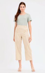 Krizia Cotton Knit Blouse Top With Gold Buttons