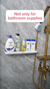 Ecoco Bathroom Organizer Shelf Towel Holder Wall-mounted Organizer for Shampoo Shower Gel