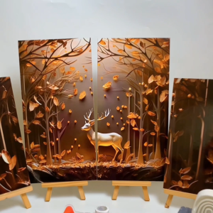 HIASAN DINDING PEMANDANGAN RUSA EMAS  SET ISI 4 AESTHETIC BLACK AND GOLD DEER KAMAR DEKORASI RUMAH WALL DECOR AESTHETIC DECOR KAMAR RUSA