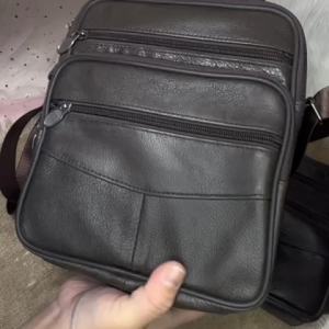 Achugly Mens leather waist bag multi-function messenger bag casual shoulder bag can wear belt mobile phone bag