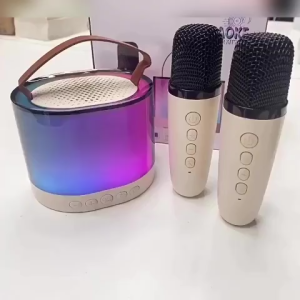 Loa karaoke bluetooth mini đổi màu K52 kèm 2 mic loa bluetooth hát karaoke siêu hay có 2 micro tặng kèm Loa bluetooth mini K52 đèn đổi màu siêu hay