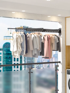 HEYMAN Balcony Hanging Rack 360° Adjustable Foldable Clothes Hanging Rack 200cm Wall Mounted Telescopic Outdoor Clother Drying Rack Rak Jemur Pakaian