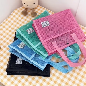 4 สีผู้หญิงแฟชั่นกระเป๋าโท้ทความจุขนาดใหญ่ตาข่ายกระเป๋าชายหาดแบบพกพาเดินทางช้อปปิ้งกระเป๋า