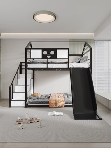 Children Study room Loft Bed with Slide & Staircase multiple Customizable sizes
