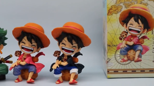 One Piece Anime Luffy Zoro Sanji 3 in 1 Set 16cm Height Cute Sitting Pose Collectible Action Figure Gift Set