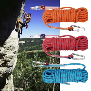 I Hoem Professional outdoor rock climbing rope diameter 12mm  with 2 climbing buckles 10 20M escape rescue safety rope