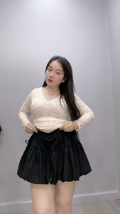 Áo lưới ren Bigsize Nữ 60-90kg tay dài cổ tim thời trang ren hoa quyến rũ co giãn tốt - A243