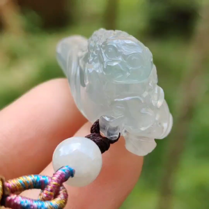 Premium Icy Translucent Natural Type A Jadeite Jade crafted with Three Legs Toad as Pendant certificate weighs 12.37 grams certificate weighs 12.37 grams measurement 38.3 * 16.3 * 17.2 mm (pendant250)