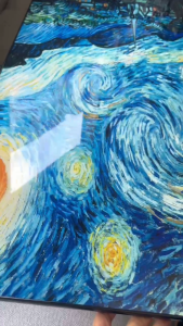 Van Gogh Sunflowers เก็บเกี่ยวจิตรกรรมฝาผนัง ภาพวาดมีกรอบและพื้นผิวเป็นฟิล์มสะท้อนแสง PVCหนังเอชดี ภาพวาดสีน้ำมันห้องนั่งเล่น