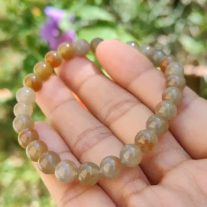 Semi Icy Premium Yellow with floating red beads Natural Type A Jadeite Bracelet inclusive of QIC Labs approved certificate weigh 15.92 grams size 7.3 mm with 27 beads suitable for daily wear or for your collection needs (bracelet8)