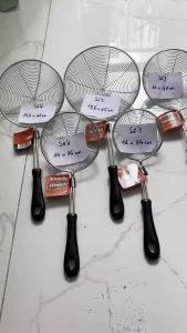 Vợt Vòng Vớt Thức Ăn Inox nhập khẩu Cán Nhựa Đen Chống Nóng Nhiều Size Vợt Ráo Dầu Cao Cấp Đa Năng