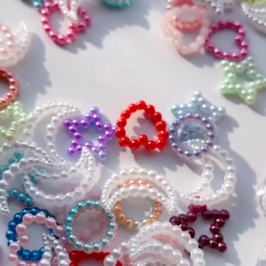 [Ready Stock+COD] 1 Bag 3D Nail Charms Pearls Beads Flower Stickers DIY ABS Heart Parts Piercing Nails Art Accessories For Kawaii Design
