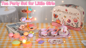 46Pcs/48pcs Kids Tea Set for Little Girls Interactive Pretend Party Tea Set Toy Princess Tea Time Kids Kitchen Pretend Play for Girls Boys Age 3-6