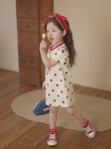 Beryl kids🌸ชุดเดรสเด็กผู้หญิง แฟชั่น🎀กระโปรงแขนสั้นลายการ์ตูนน่ารัก สไตล์เกาหลี ลำลอง ฤดูร้อน รุ่นใหม่