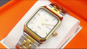 Paket Box Exclusive Big + Paperbag / Jam Tangan Guou Persegi VA-719SPA / Jam Tangan Fashion Wanita Tali Rantai Diameter 3 cm