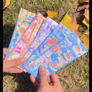 MI-C1107 Sticker Waterproof Kartun Bear Rabbit Hologram Korea /Stiker Motif Anti Air Cute Decoration