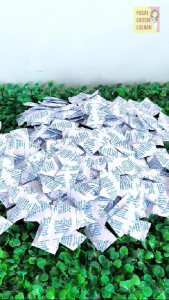 Silica Gel Natural Food Grade 1 kg kemasan sachet 1g Butir Pengering Alami untuk Kue Makanan Kering
