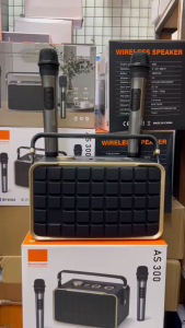 ลำโพงบลูทูธ รุ่นAS300 ฟรีไมค์ลอย2ตัว กำลังขับ40W รองรับ AUX TF USB เสียบไมค์เพิ่มได้ มีที่หิ้วพกพาง่าย ร้านส่งของจากกทม