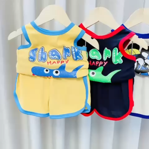 7-18KG Baby Boy  Suits Summer Sleeveless T-shirt Kids Shorts Baju baby.